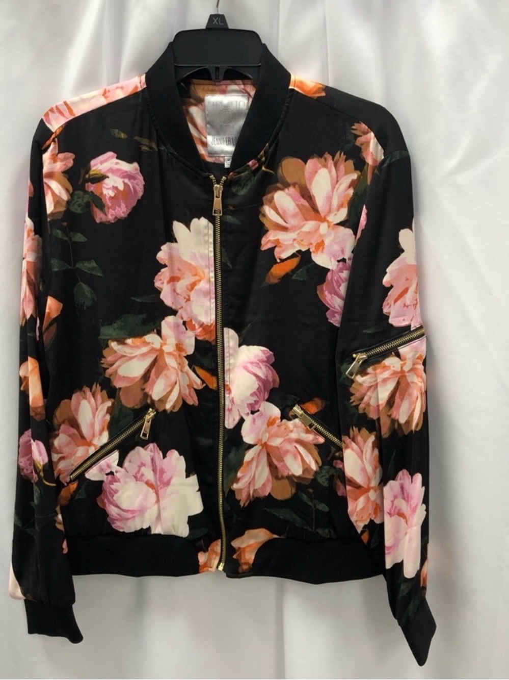 #93 J Lo Black Floral Satin Jacket